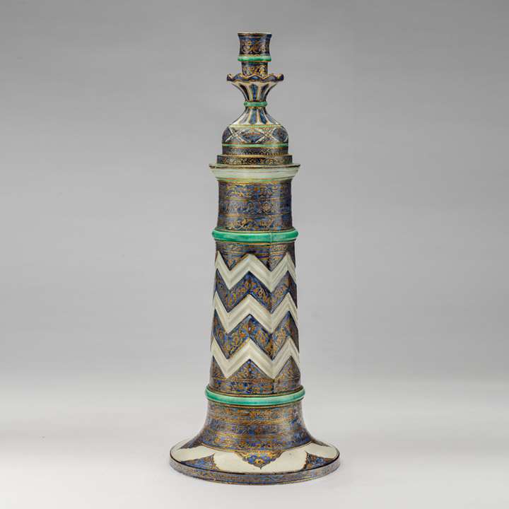 European Ceramic Candlestick made in the Safavid Style